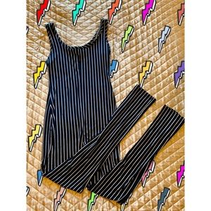 Tight black and white jumpsuit